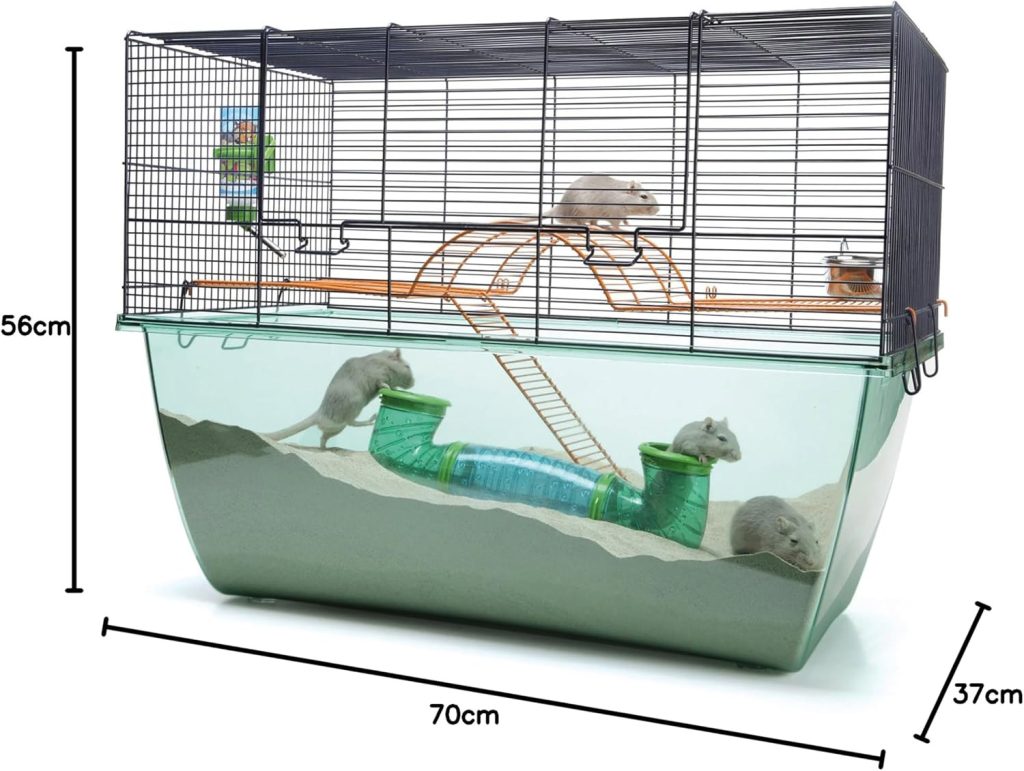 Jaula Savic Habitat XL para jerbos con base profunda para sustrato y medidas de 70 x 37 x 56 cm